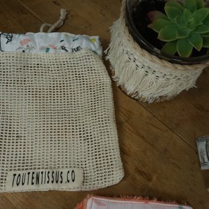 Lingettes couleur pêche et son filet – Image 3