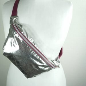 Sac banane argenté – bordeau