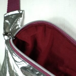 Sac banane argenté – bordeau