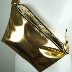 Sac banane doré – Bordeau zip noir