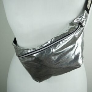 Sac banane argenté – Bordeau zip noir