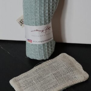 Torchon et éponge assortis vert d’eau