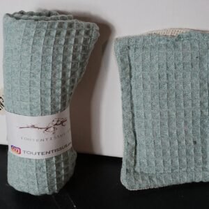 Torchon et éponge assortis vert d’eau
