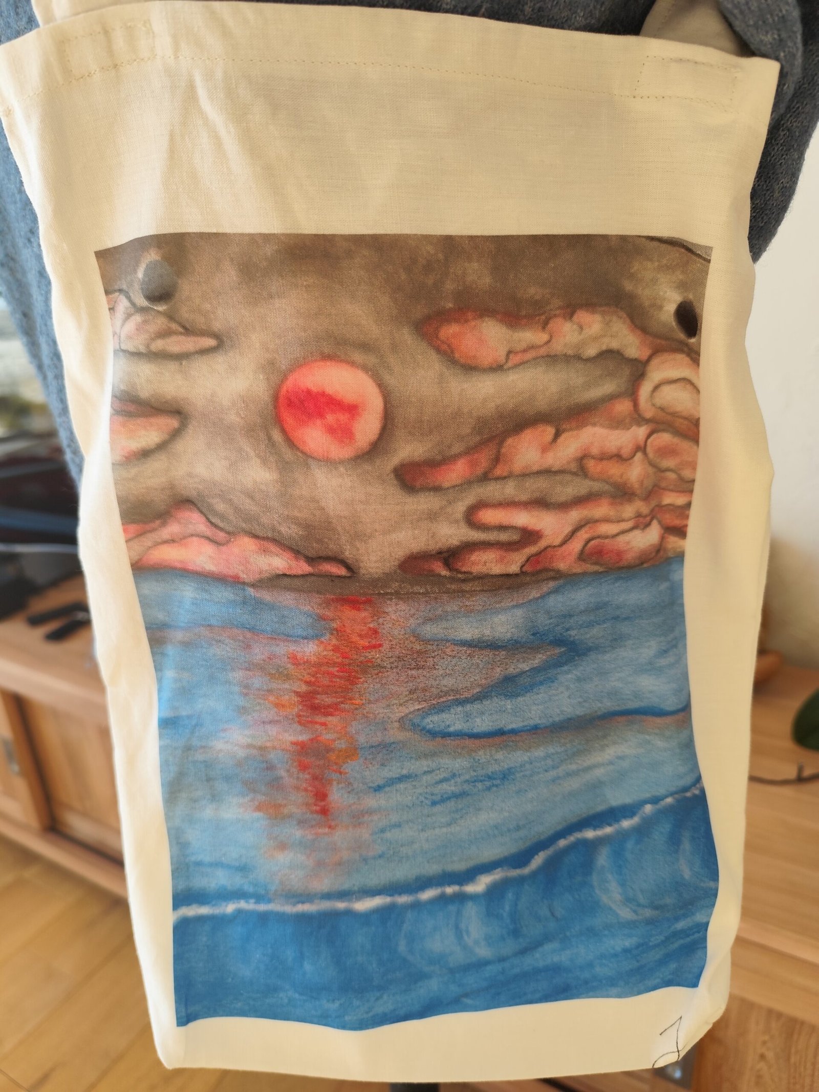 Tote bag artistique – Œuvre originale d’un artiste costaricien-coucher de soleil – Image 3