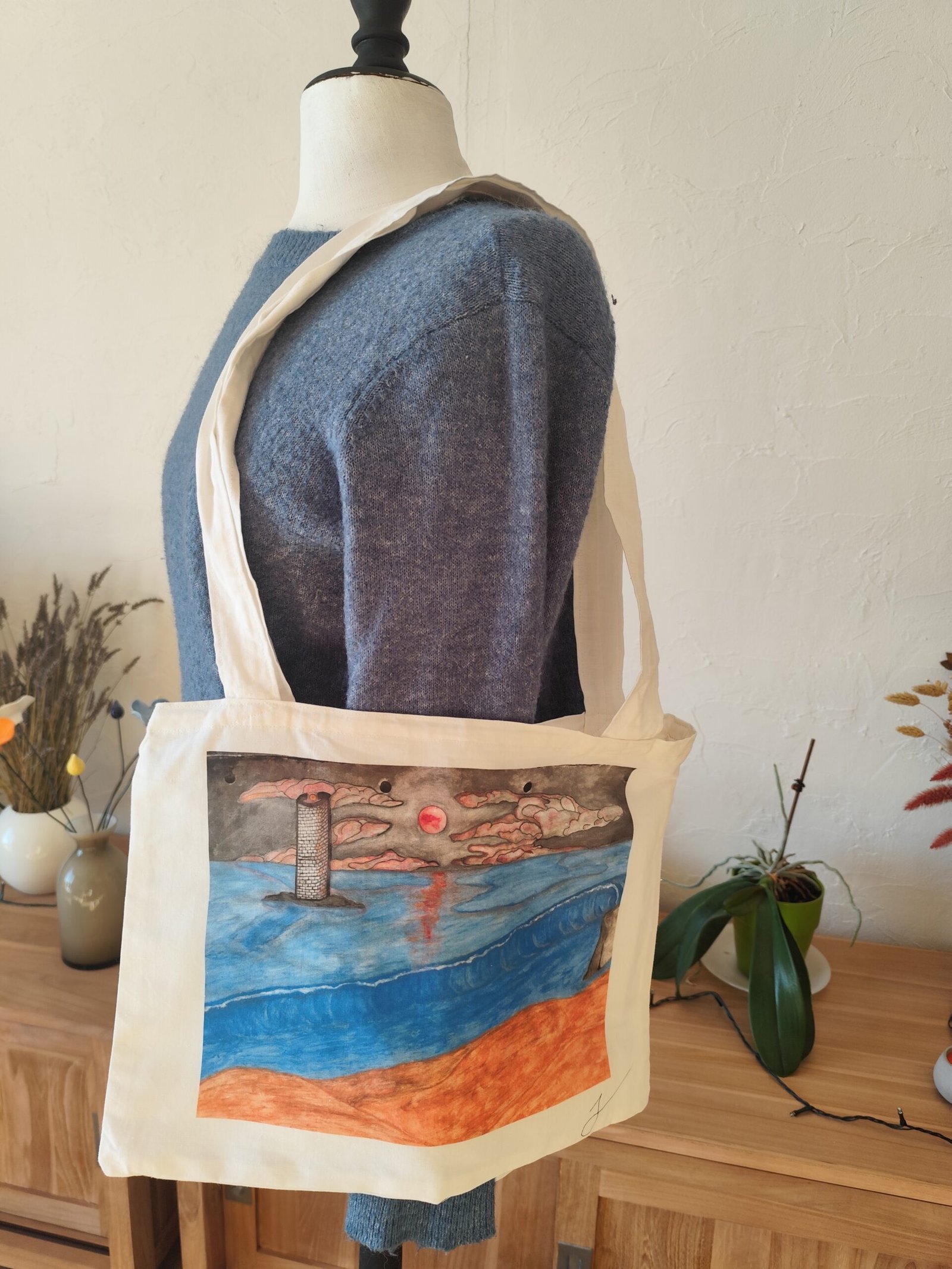 Tote bag artistique – Œuvre originale d’un artiste costaricien-tour de garde