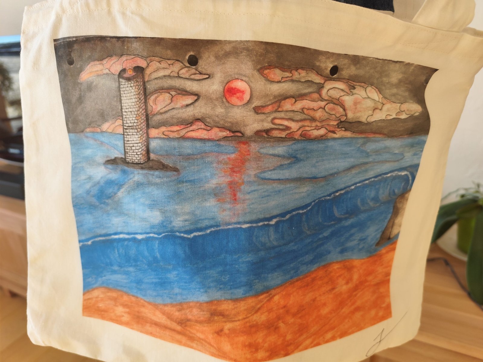 Tote bag artistique – Œuvre originale d’un artiste costaricien-tour de garde – Image 3
