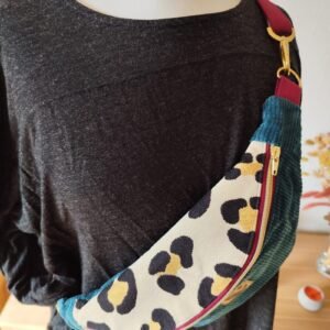 sac banane velours/ léopard tendance